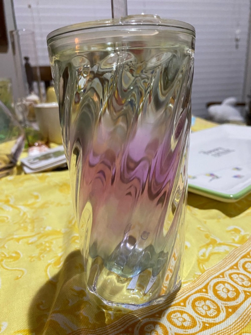 Anthropologie Pink, Blue & Clear acrylic Glasses. Perfect for outdoor dining.NWT - Picture 7 of 9